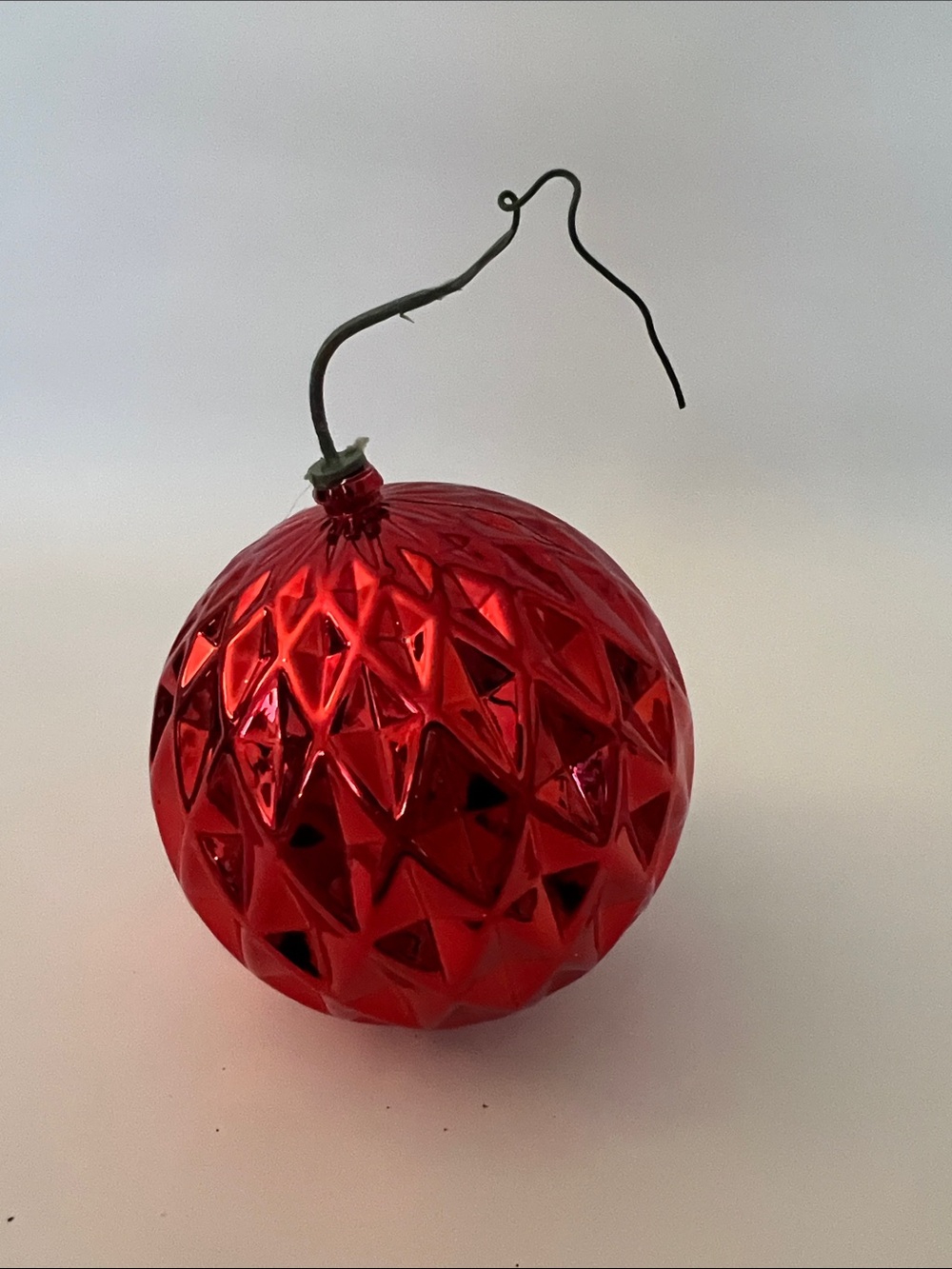 Red Faceted Holiday Ball Ornament